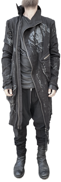 RAW POCKETED LINEN COAT 03 RUBBERIZED BLACK