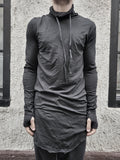HIGH NECK LONG SLEEVED JERSEY - BLACK - M