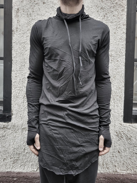 HIGH NECK LONG SLEEVED JERSEY - BLACK - M