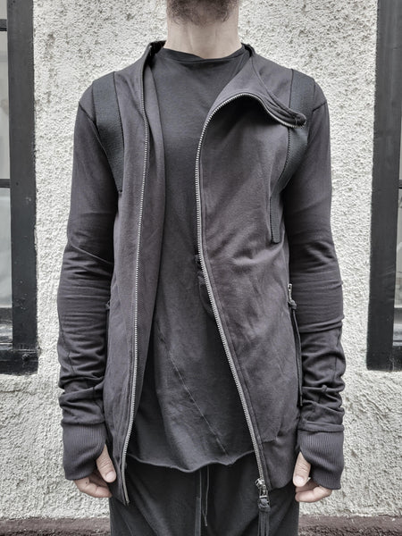 ZIP UP X-BACK SWEATSHIRT - BLACK - S