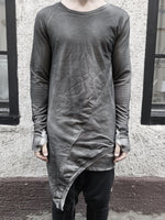 ASYMMETRIC HEM SWEATSHIRT - ANTHRACITE PIECE DYE - S