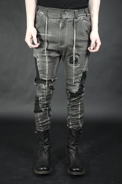 SLIM LEATHER PATCHED TROUSERS 57 ANTHRACITE