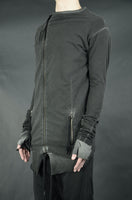 RAW DOUBLE LAYERED ZIP UP SWEATSHIRT 27 COLD DYED ANTHRACITE