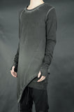 DOUBLE LAYERED ASYMMETRIC SWEATSHIRT 30 COLD DYED ANTHRACITE