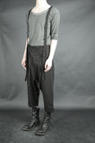 LINEN BLEND CROPPED SUSPENDER TROUSERS 41