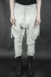 POCKETED LINEN TROUSERS 80 RUBBERIZED CONCRETE