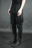 DRAPED SIDE POCKETED JOGGERS 80 COATED BLACK