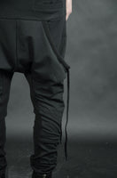 DRAPED SIDE POCKETED JOGGERS 80 COATED BLACK