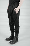 SLIM COATED COTTON RAW TROUSERS 75 BLACK