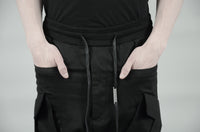 COATED T-POCKET CARGO TROUSERS 68 BLACK