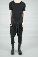 CROPPED CONTRA STRUCTURED LINEN TROUSERS 76 BLACK