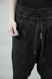 CROPPED CONTRA STRUCTURED LINEN TROUSERS 76 BLACK