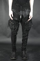 POCKETED LINEN TROUSERS 80 RUBBERIZED BLACK