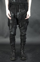 DROP CROTCH SUSPENDER LINEN TROUSERS 74 RUBBERIZED BLACK