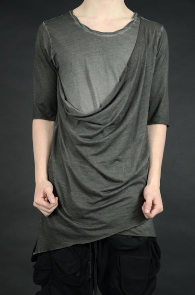 FRONT DRAPED T-SHIRT 36 ANTHRACITE